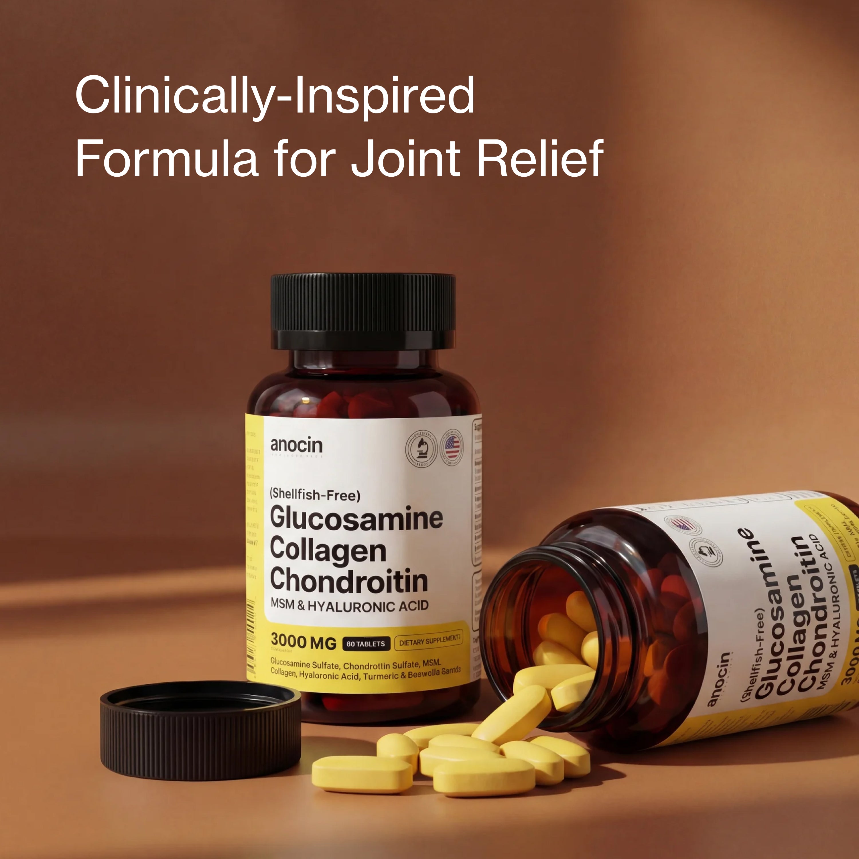 Glucosamine Collagen Chondroitin 3000mg with Turmeric, MSM, Hyaluronic Acid & Boswellia Serrata